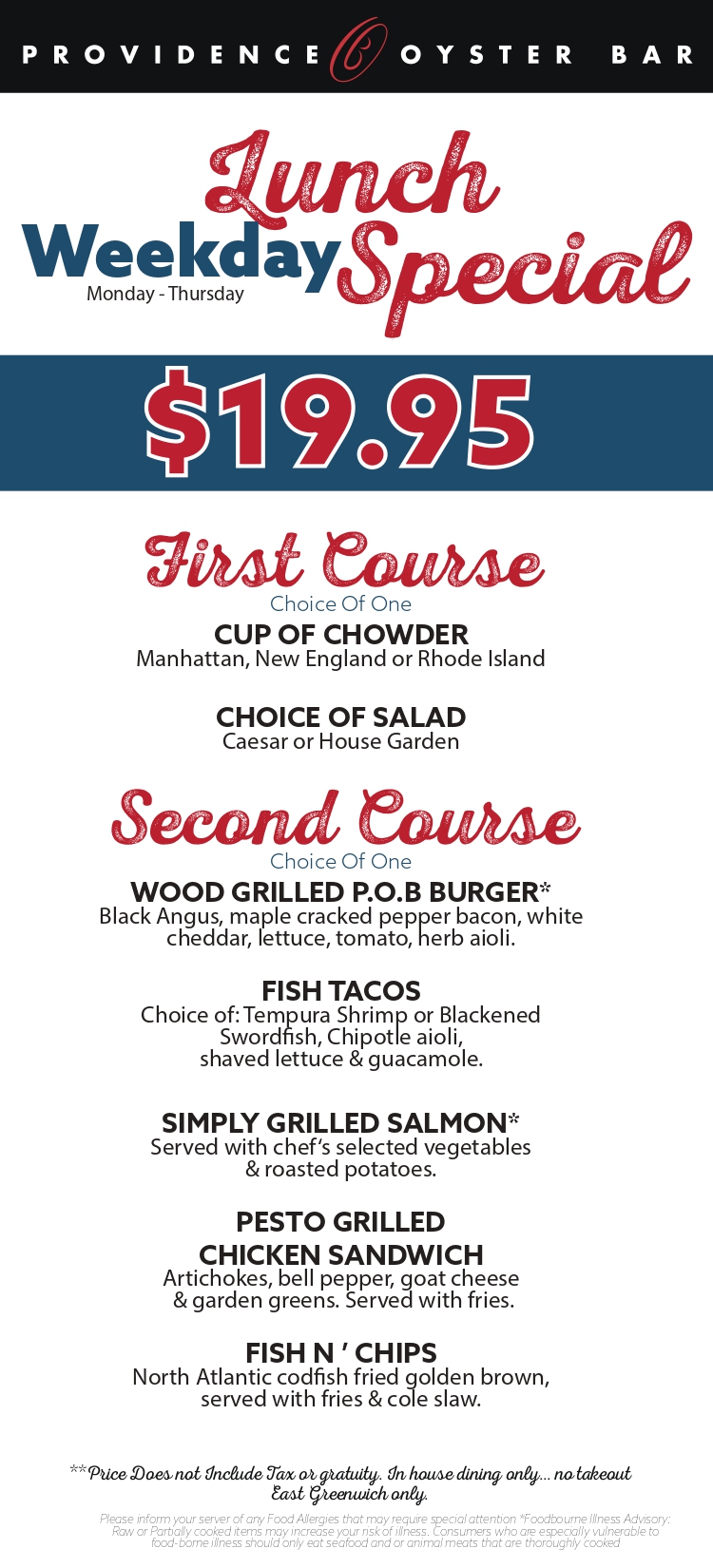 Weekly Specials! - Providence Oyster Bar